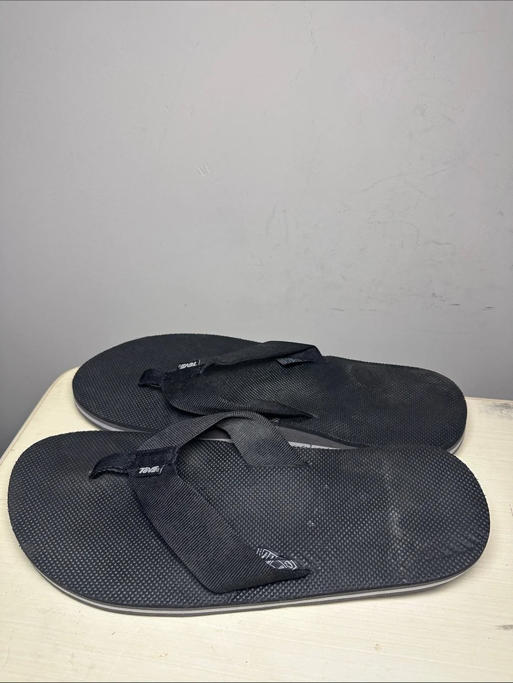 Teva Men's Black Flip-Flop Sandals with Fabric Straps